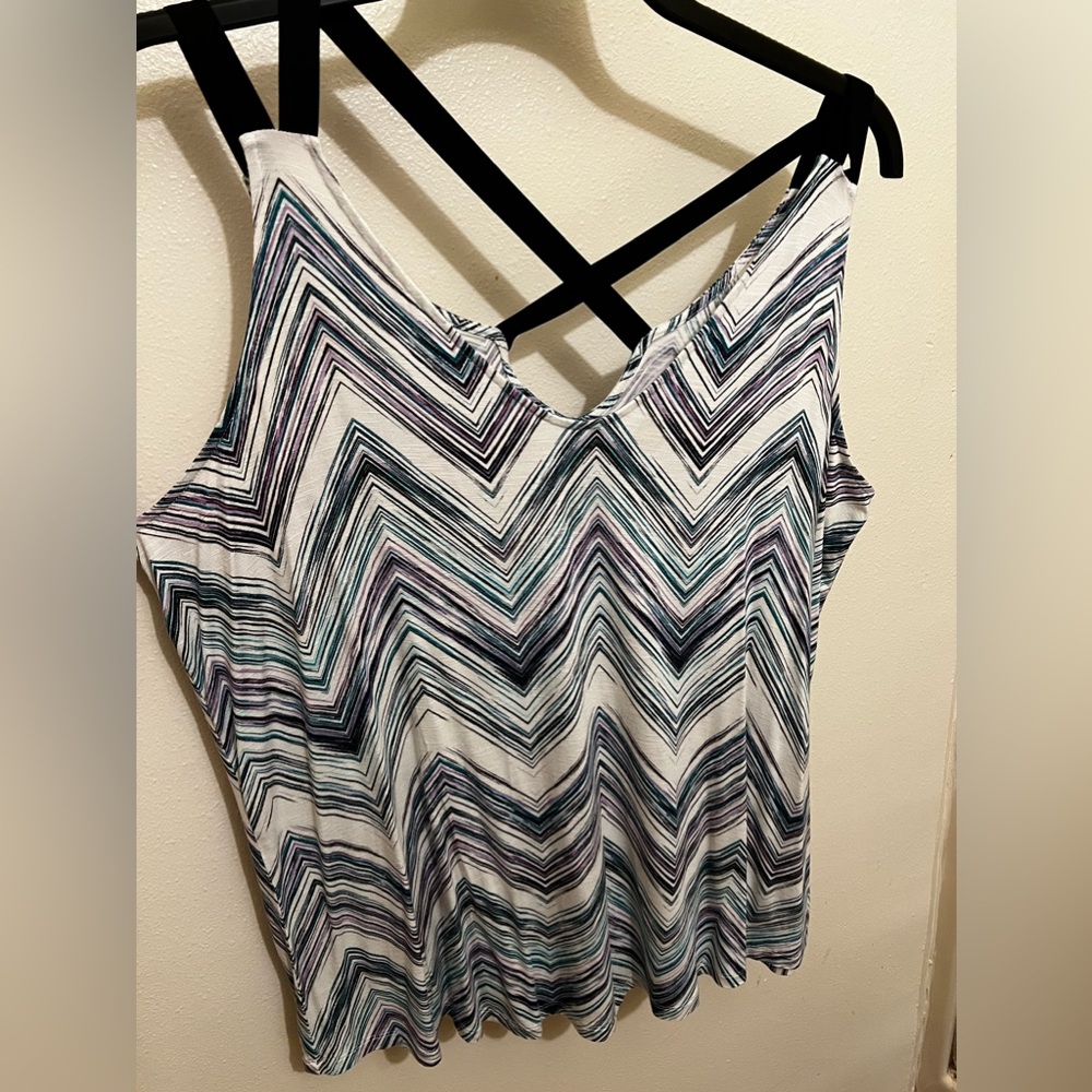 Multi-colored tank top; pre-loved item.